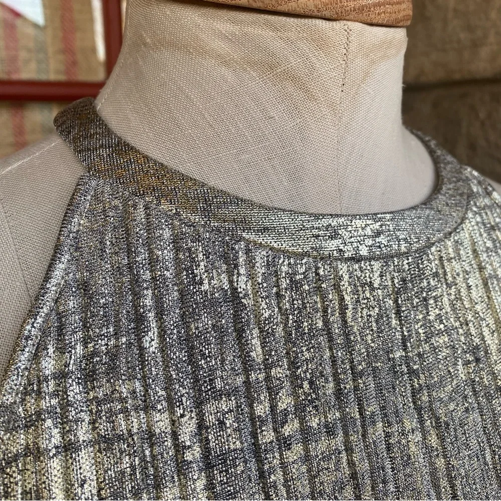 Moulinette Soeurs by Anthropologie shimmer silver gold festive tank top S - Picture 2 of 13